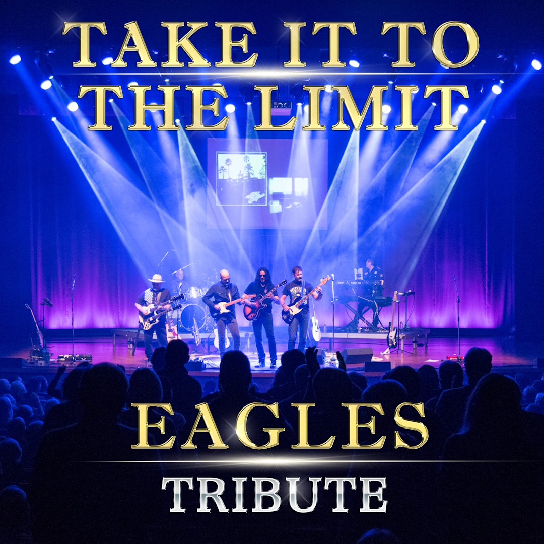 eagles tribute take it to the limit with a photo of the band under the stage lights